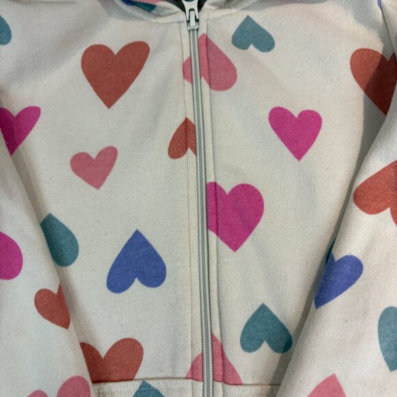 Cat & Jack Girls Hoodie Size Medium Cream with Colourful Hearts (SKU: 163G) - Picture 3 of 5